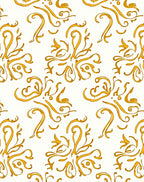 Golden Swirl Floral Baroque Pattern Rug