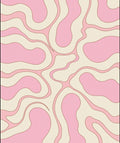 Retro Swirl Pink Cream Pattern Rug