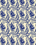 Classic Blue Swirl Botanical Pattern Rug