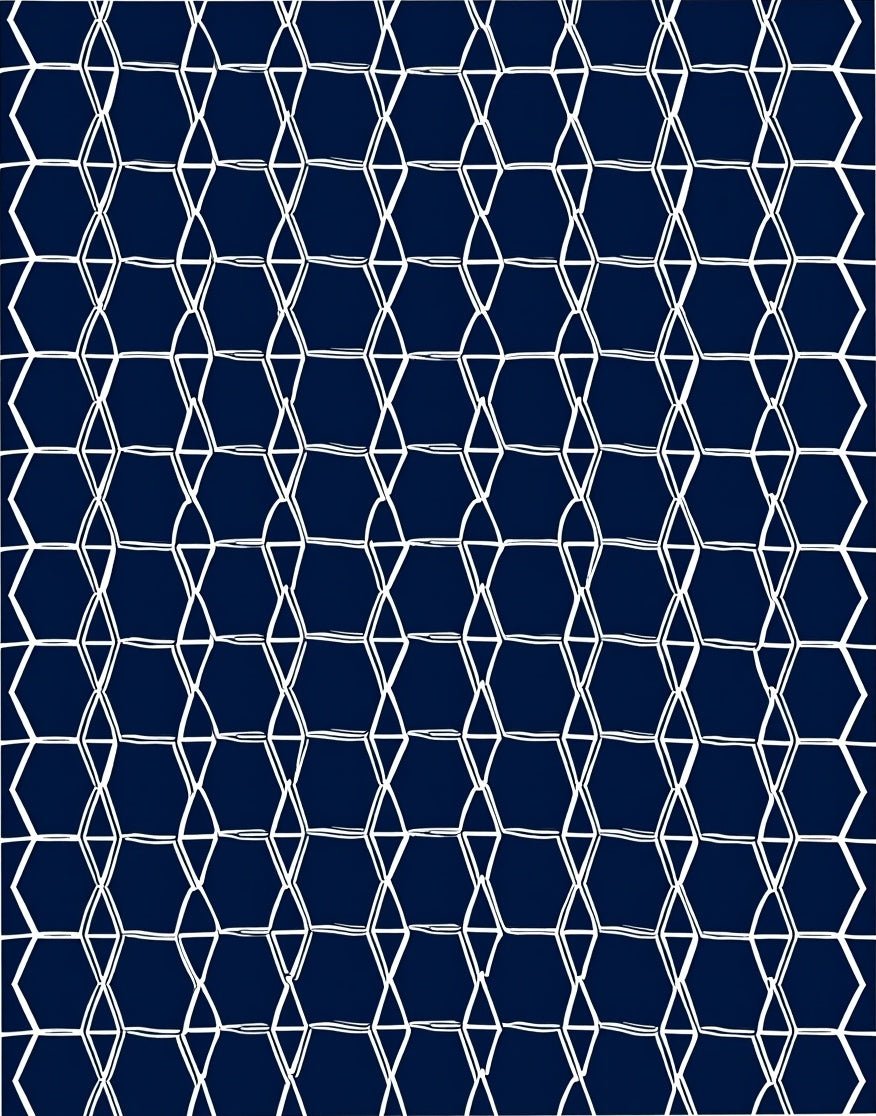 White Geometric Lines Pattern Rug
