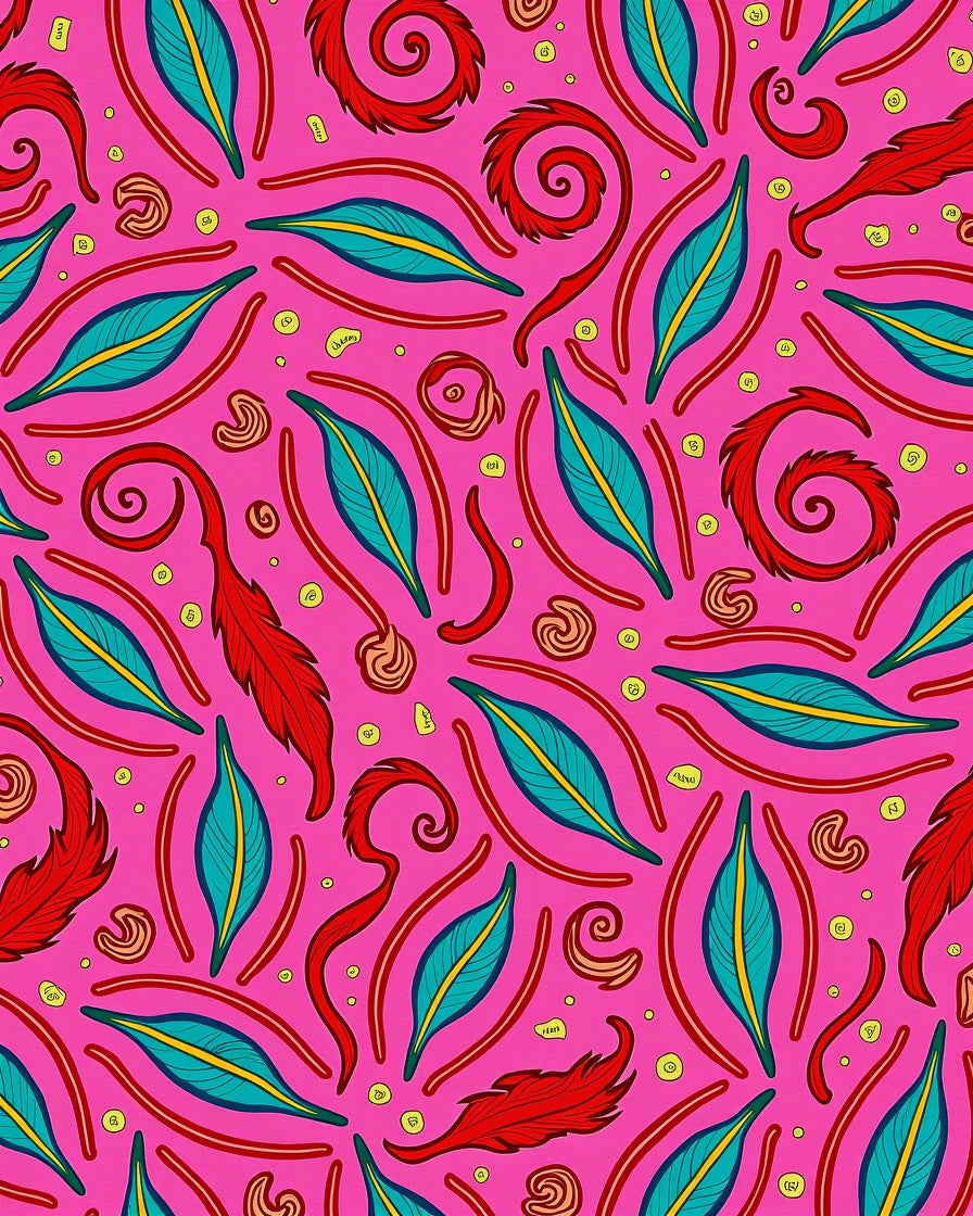 Whimsical Feather Swirl Pattern Rug
