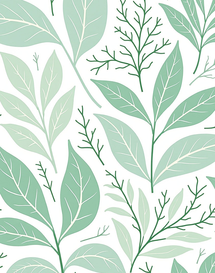 Fresh Green Leaf Pattern Rug