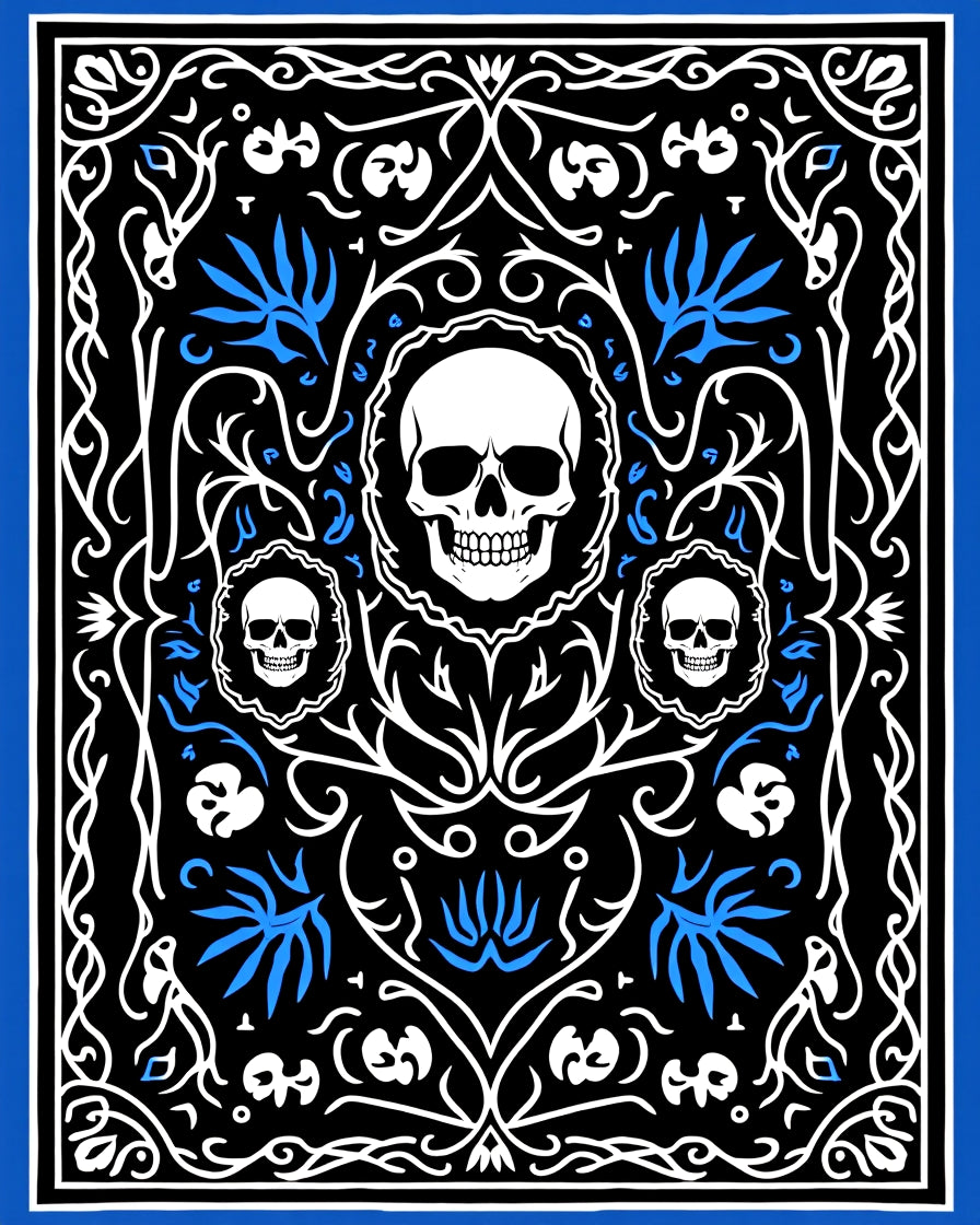 Gothic Skull Floral Pattern Rug