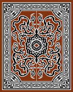 Ornate Black Brown Stylized Floral Rug