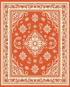 Ornate Floral Scrollwork Border Design Rug