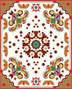 Ornate Butterfly Motif Mandala Pattern Rug