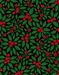 Crimson Berry Foliage on Black Rug