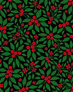Crimson Berry Foliage on Black Rug