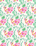 Pink Green Floral Whimsical Pattern Rug