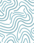 Abstract Blue Wavy Line Design Rug