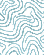 Abstract Blue Wavy Line Design Rug