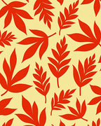 Bold Red Leaf Pattern Design Rug