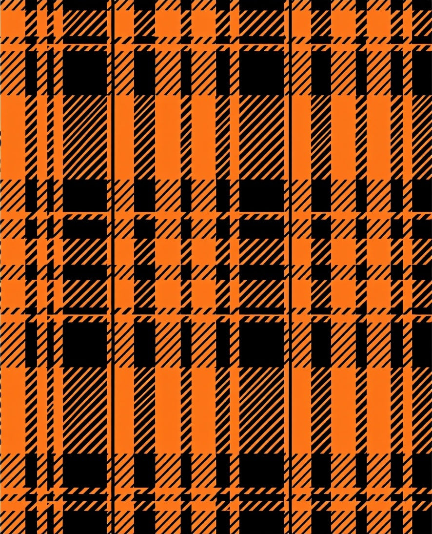 Bold Orange And Black Plaid Design Rug