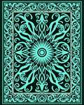 Ornate Teal Sunburst Pattern Design Rug