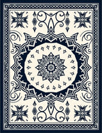 Ornate Dark Blue Mandala Floral Rug