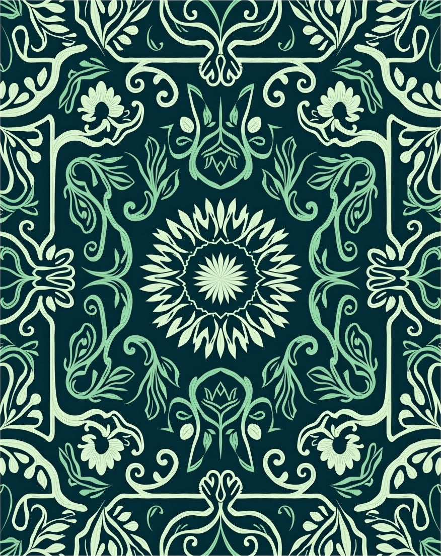 Art Nouveau Floral Swirl Pattern Rug