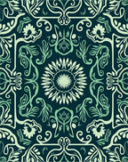 Art Nouveau Floral Swirl Pattern Rug