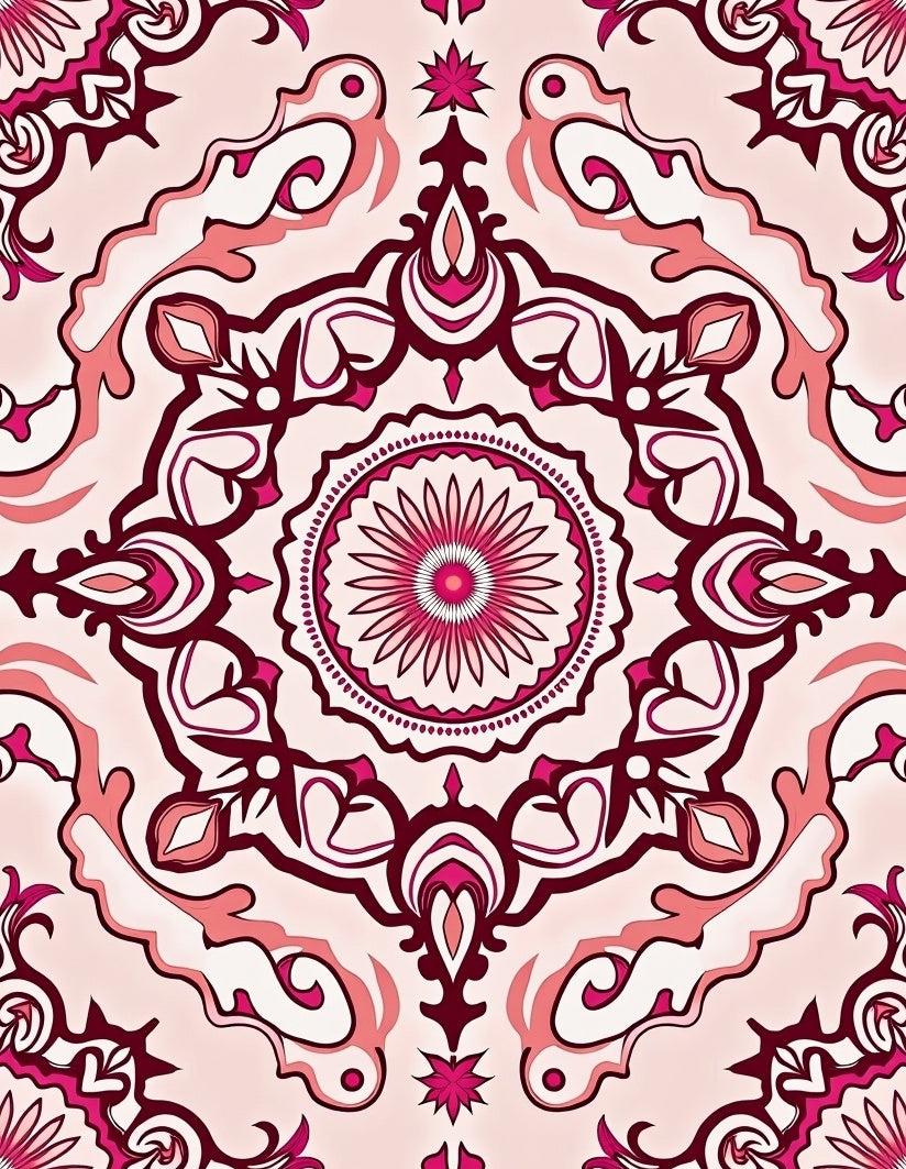Ornate Mandala Pattern Romance Tones Rug
