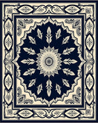 Classic Floral Medallion Navy Rug