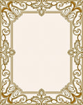 Golden Swirling Ornate Border Design Rug