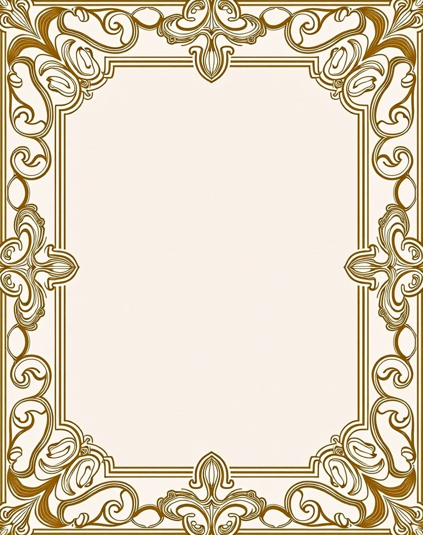 Golden Swirling Ornate Border Design Rug