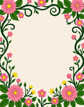 Pink Floral Vine Border Rug