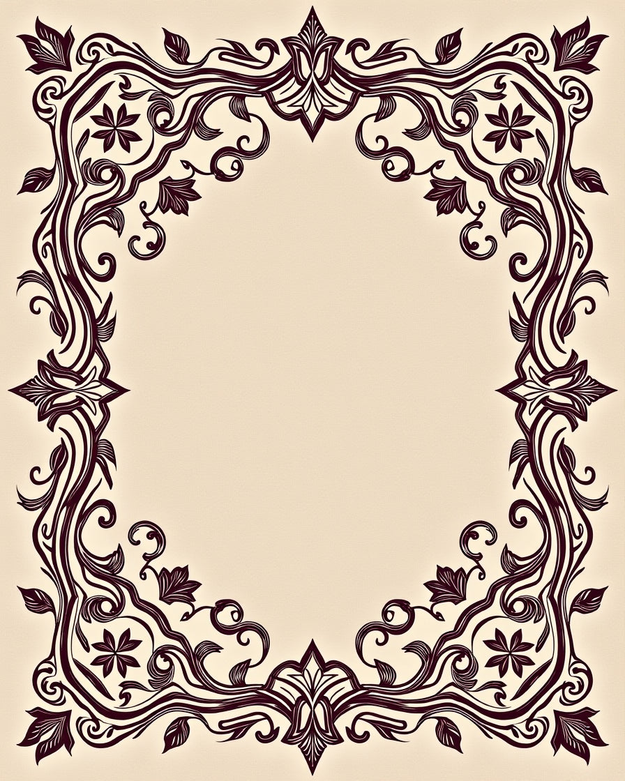 Elegant Floral Swirl Ornament Design Rug