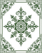 Elegant Green Floral Scroll Pattern Rug
