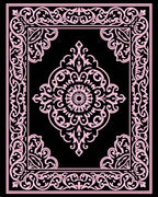 Ornate Pink Floral Mandala Border Rug