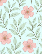 Soft Pink Floral Botanical Pattern Rug