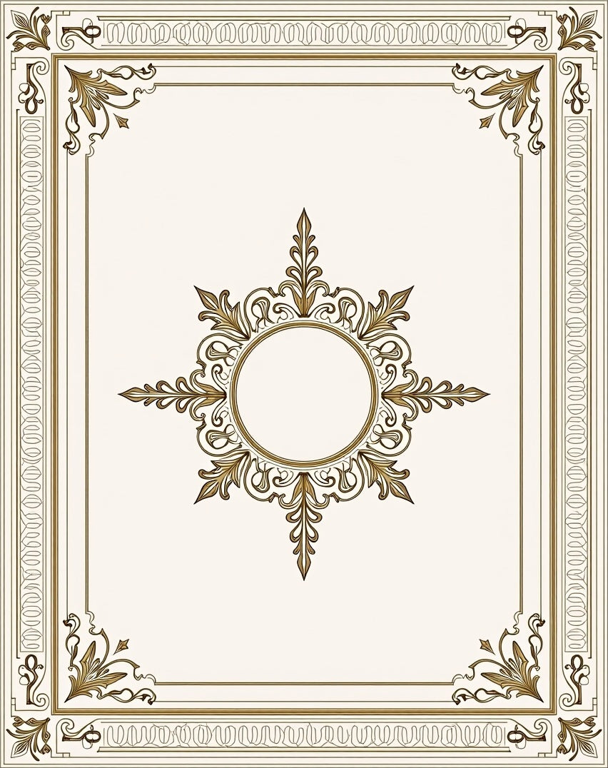 Ornate Gold Cream Floral Medallion Rug