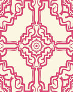Vibrant Pink Baroque Scroll Tile Rug
