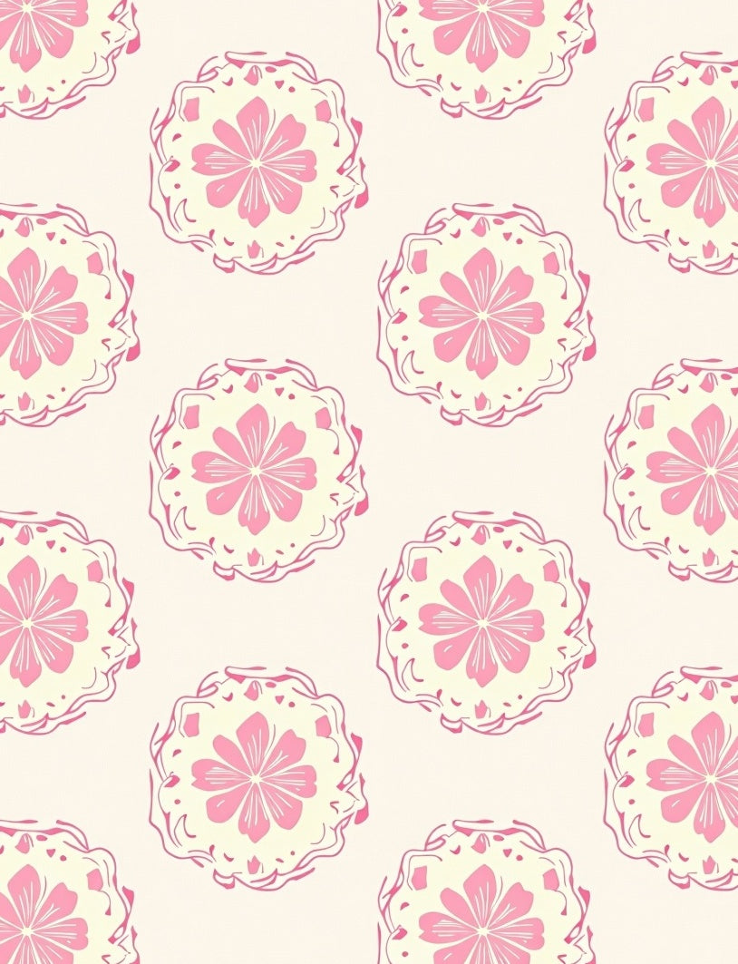 Pink Floral Mandala Patterned Rug