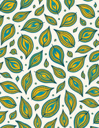 Turquoise Yellow Leaf Pattern Design Rug