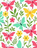 Bright Floral Butterfly Pattern Rug