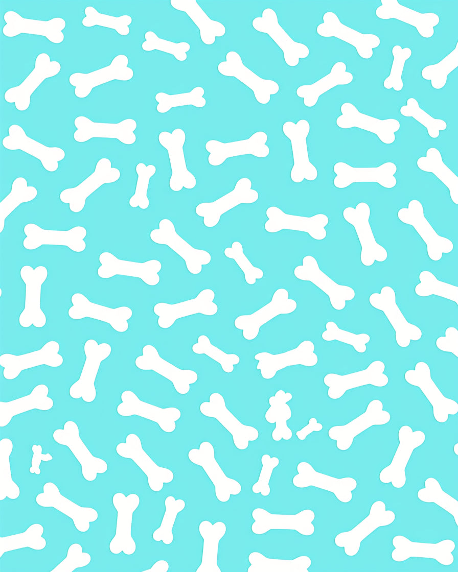 White Bone Pattern On Blue Background Rug