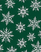 White Snowflake Pattern On Green Rug