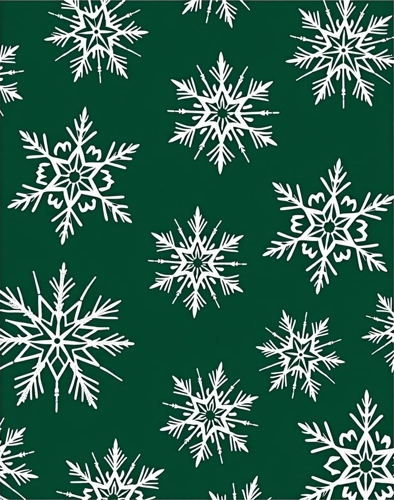 White Snowflake Pattern On Green Rug