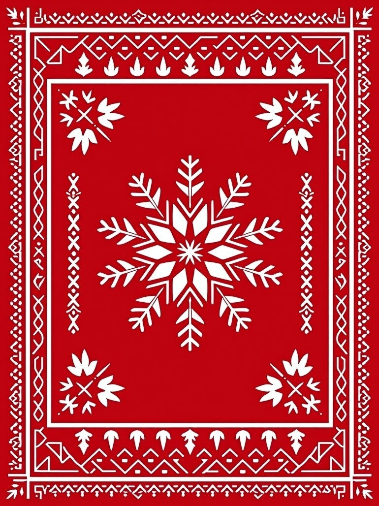 Bold White Snowflake Decorative Pattern Rug