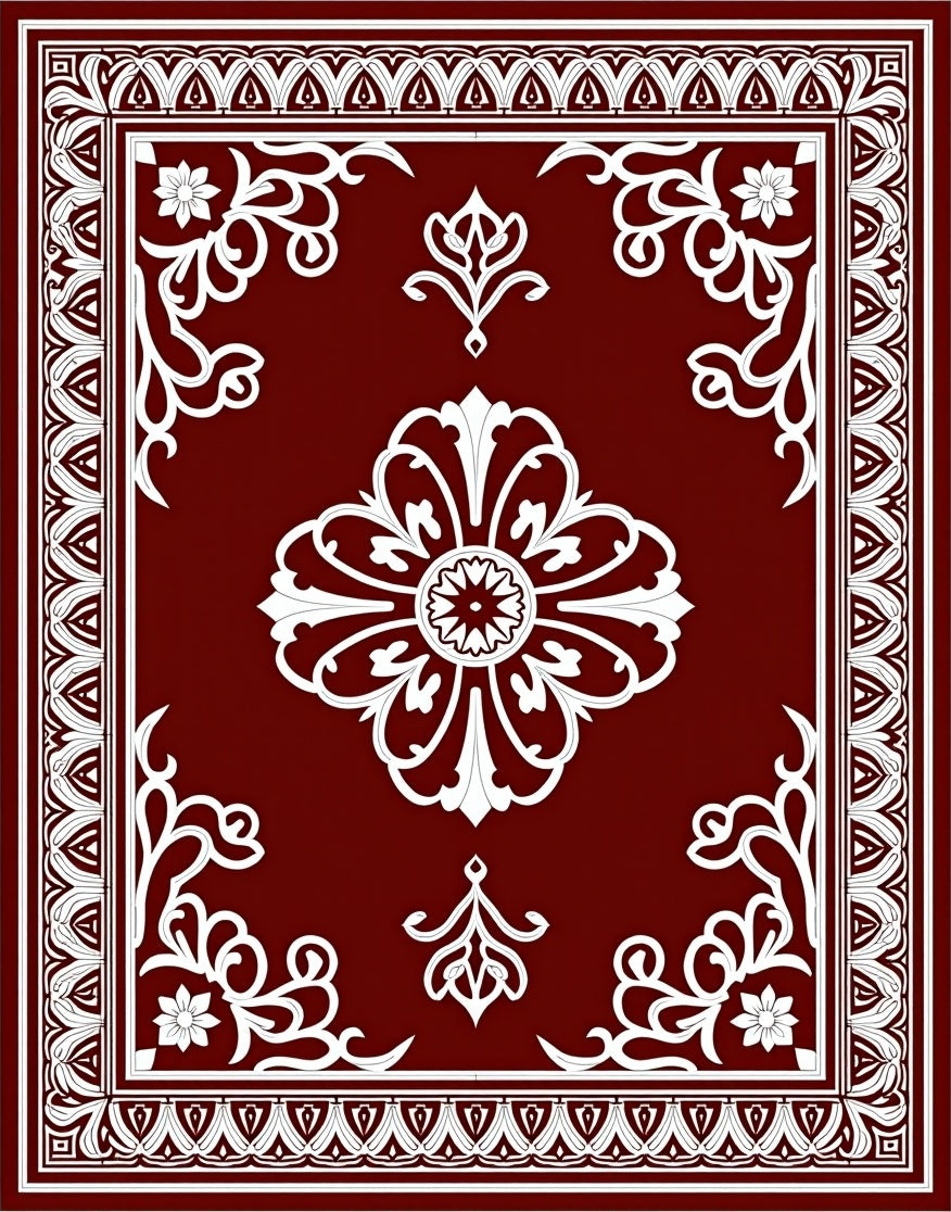 Elegant White Floral Medallion Design Rug