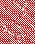 Red White Striped Swirly Pattern Rug