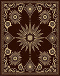 Ornate Sunburst Floral Border Design Rug