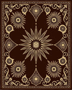Ornate Sunburst Floral Border Design Rug