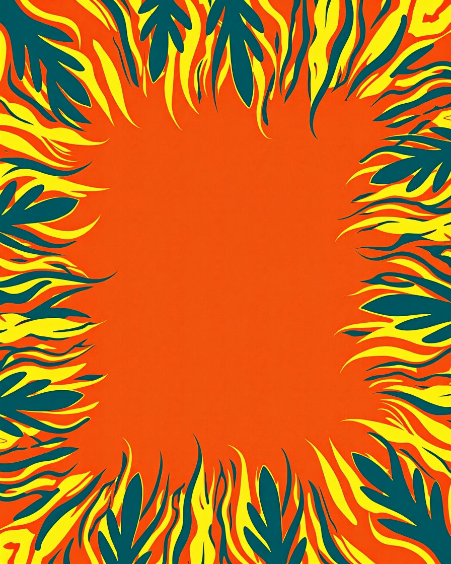 Bold Leaf Flame Pattern Rug