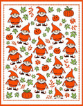 Orange Gnomes With Pumpkins And Leaves Rug