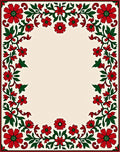 Red Floral Swirls Leaves Design Rug