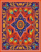 Vibrant Floral Medallion Pattern Design Rug