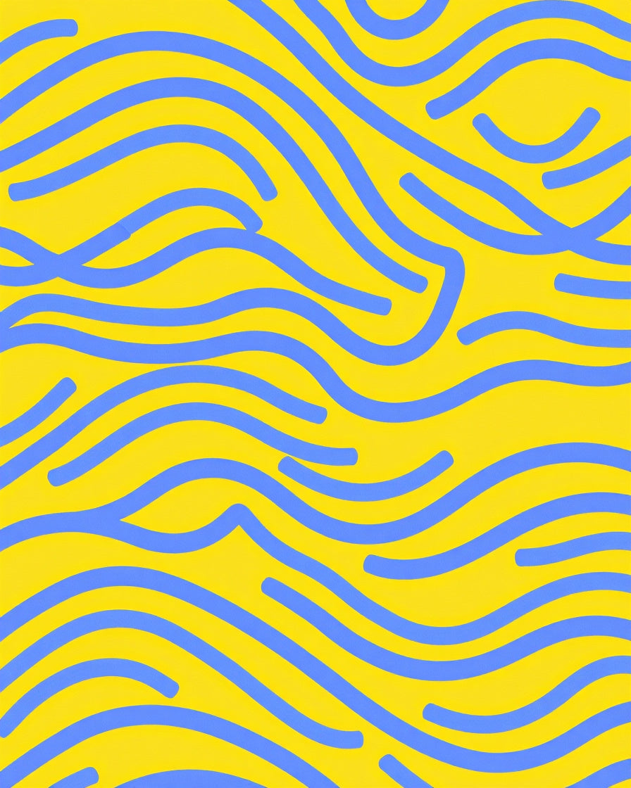Abstract Blue Wavy Lines Rug