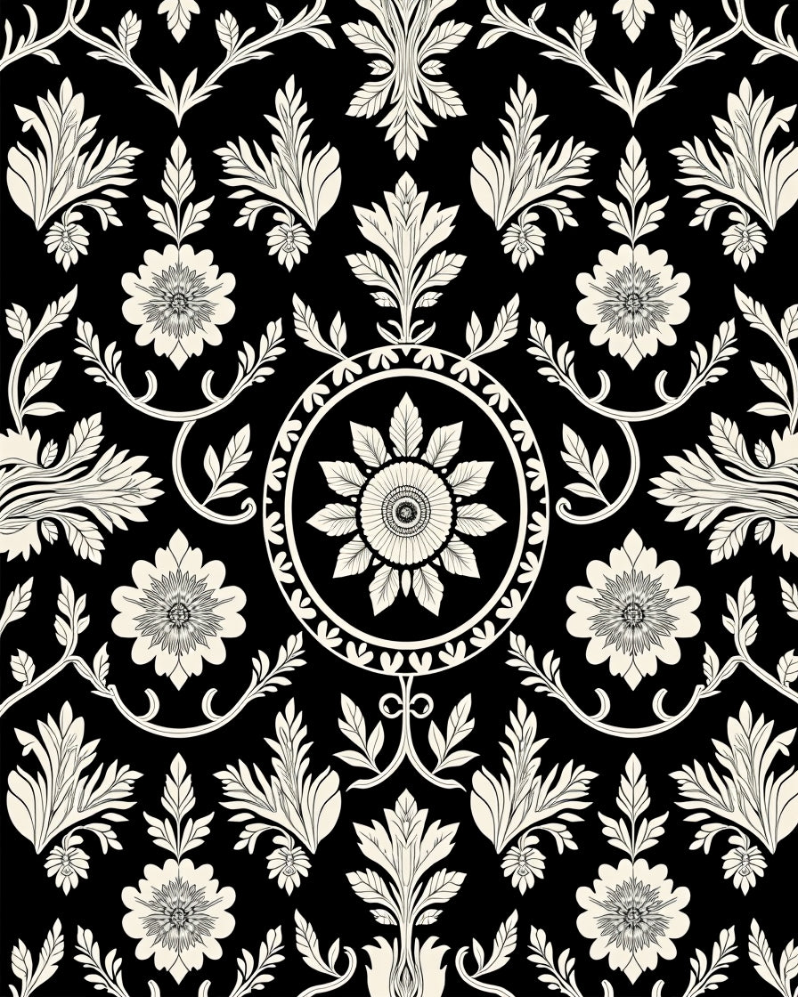 Ornate Floral Medallion Pattern Rug