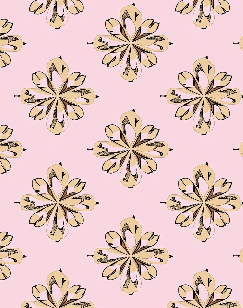 Patterned Floral Beige Pink Design Rug